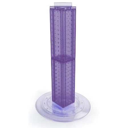 Azar Displays Four-sided 4"W x 24"H Pegboard Tower W/ Revolving 14.5" Base 700222-PUR